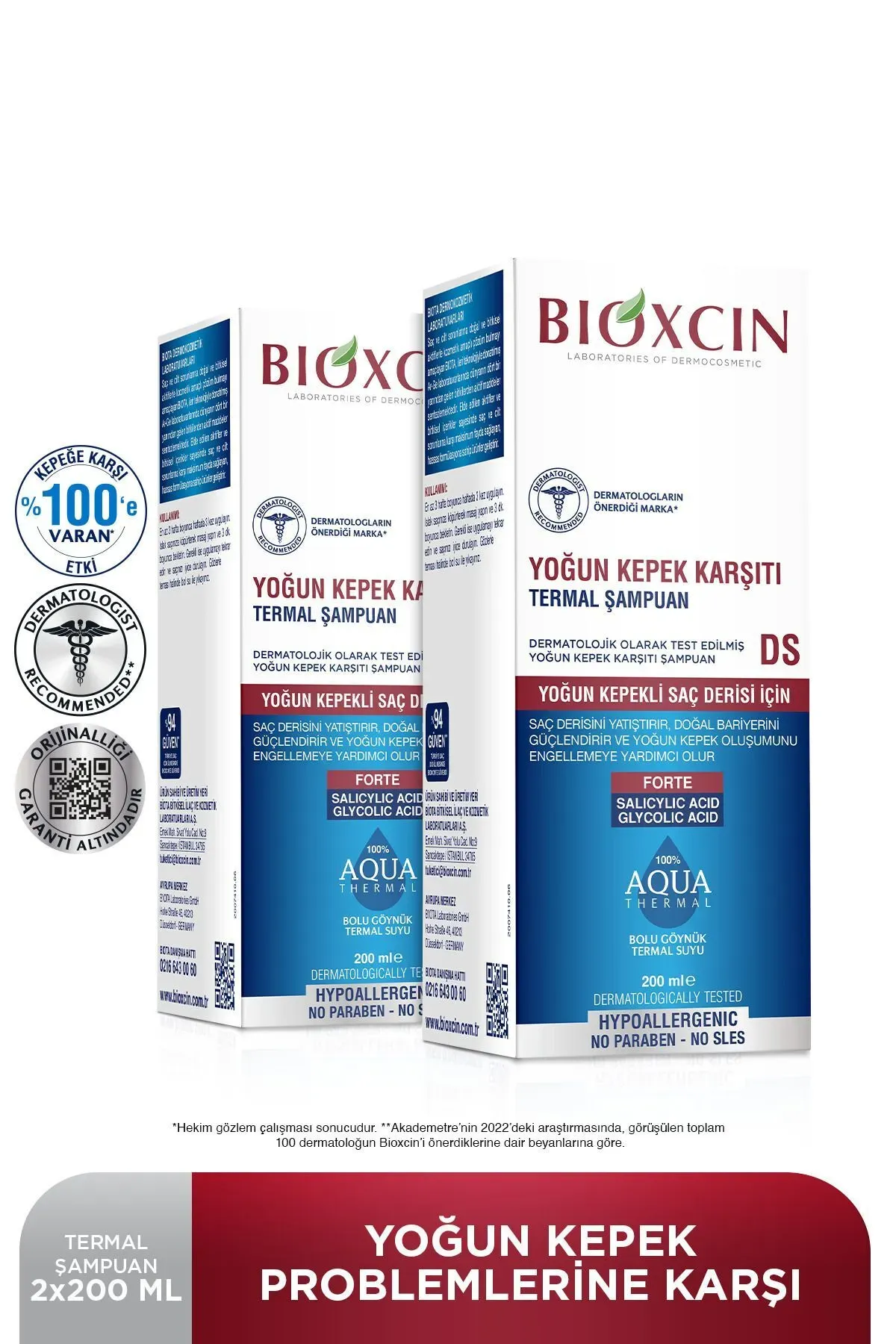 Bioxcin Aqua Thermal Ds Yoğun Kepeğe Karşı Etkili Şampuan 200 ml 2 Li Set