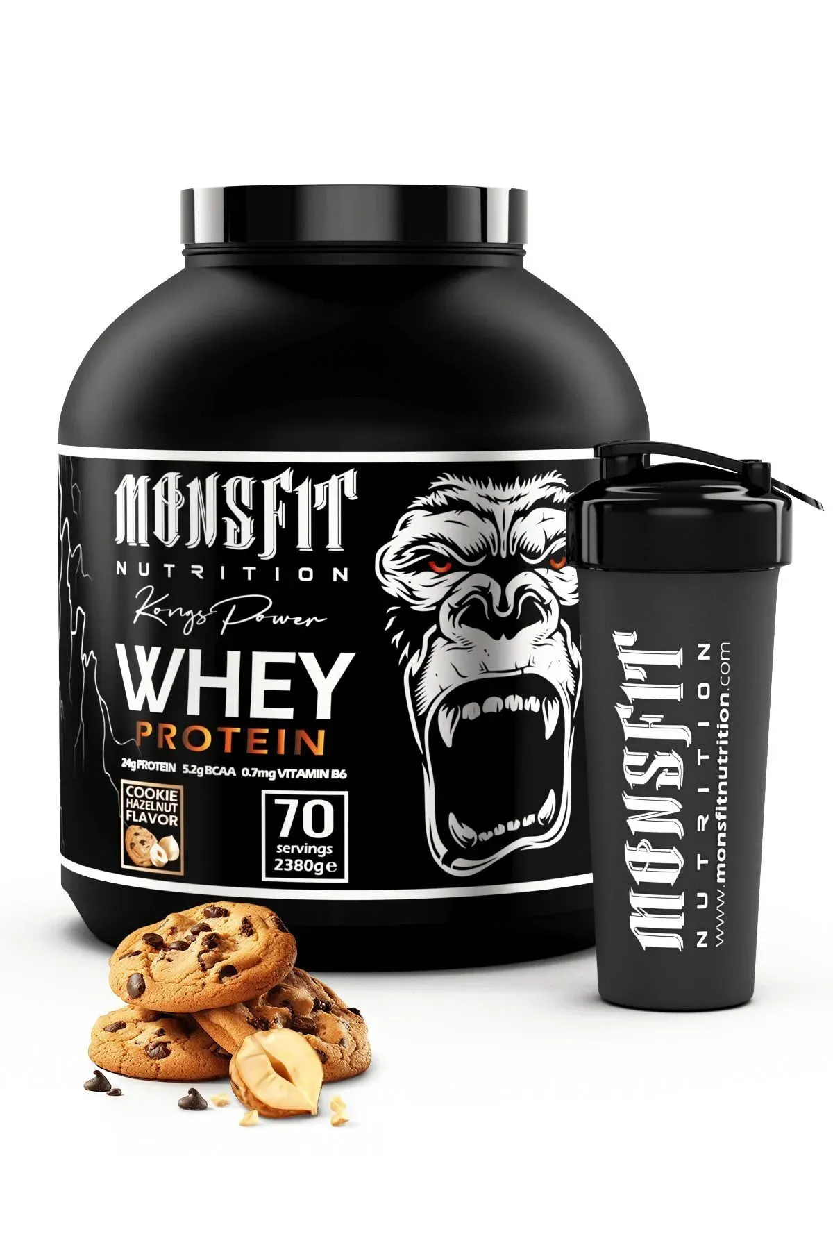 MONSFİT Whey Protein 2.380 G (70 SERVİS) - Kas Yapılanmasına Yardımcı (FINDIK VE KURABİYE AROMALI)