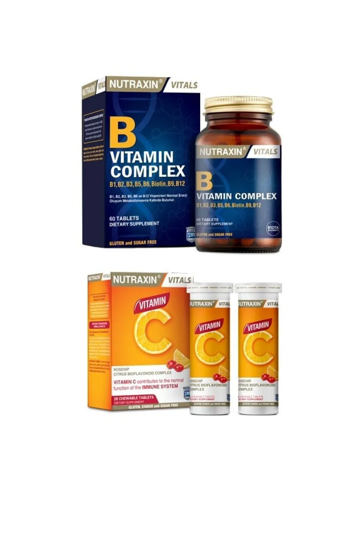 Ocean Nutraxin C Vitamini 28 Çiğneme Tableti + B Vitamin Complex 60 Tablet