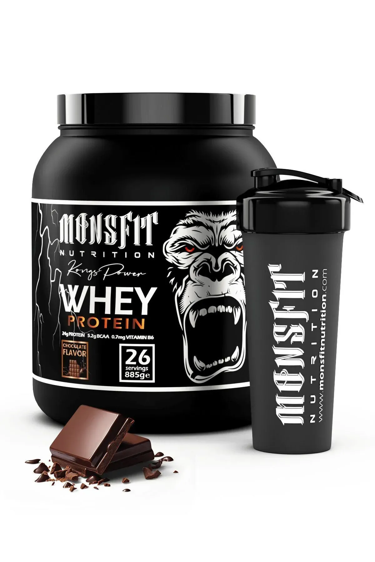 MONSFİT Whey Protein 885 G (26 SERVİS) - Kas Yapılanmasına Yardımcı (ÇİKOLATA AROMALI)