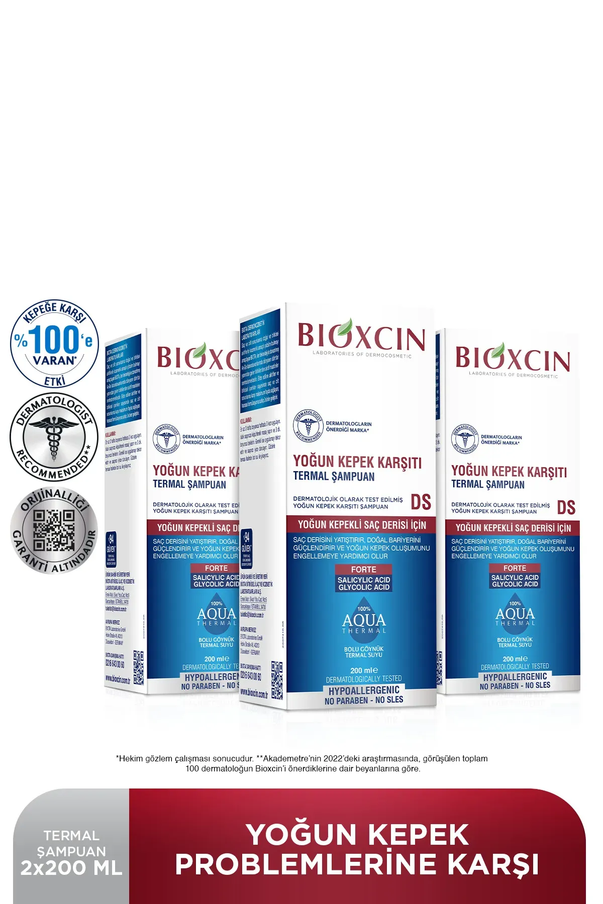 Bioxcin Aqua Thermal Ds Yoğun Kepeğe Karşı Etkili Şampuan 200 Ml 3 Lü SET