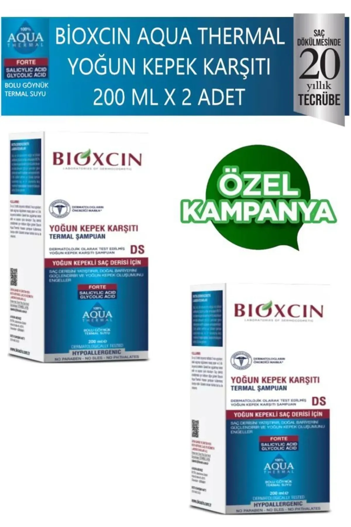 Bioxcin Aqua Thermal Yoğun Kepek Karşıtı Ds Şampuan 200ml X 2 Adet